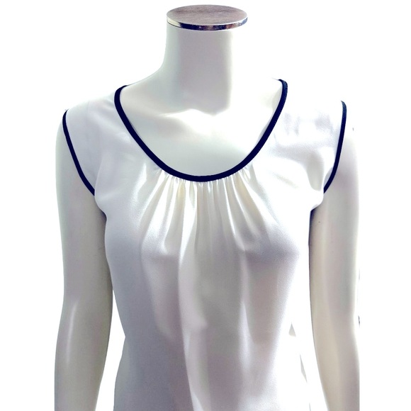 Anne Klein Colorblock Sleeveless Shell, Size 14 - White & Black - Picture 2 of 16